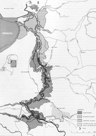 Te inunderen gebied van de Rijn-IJssellinie, 1951 tot 1964.