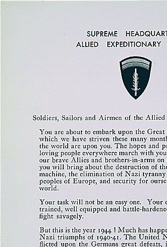 Generaal Dwight D. Eisenhower, 5 juni 1944. Het doel van de geallieerde strijd is de volledige overwinning. We will accept nothing less than full Victory.